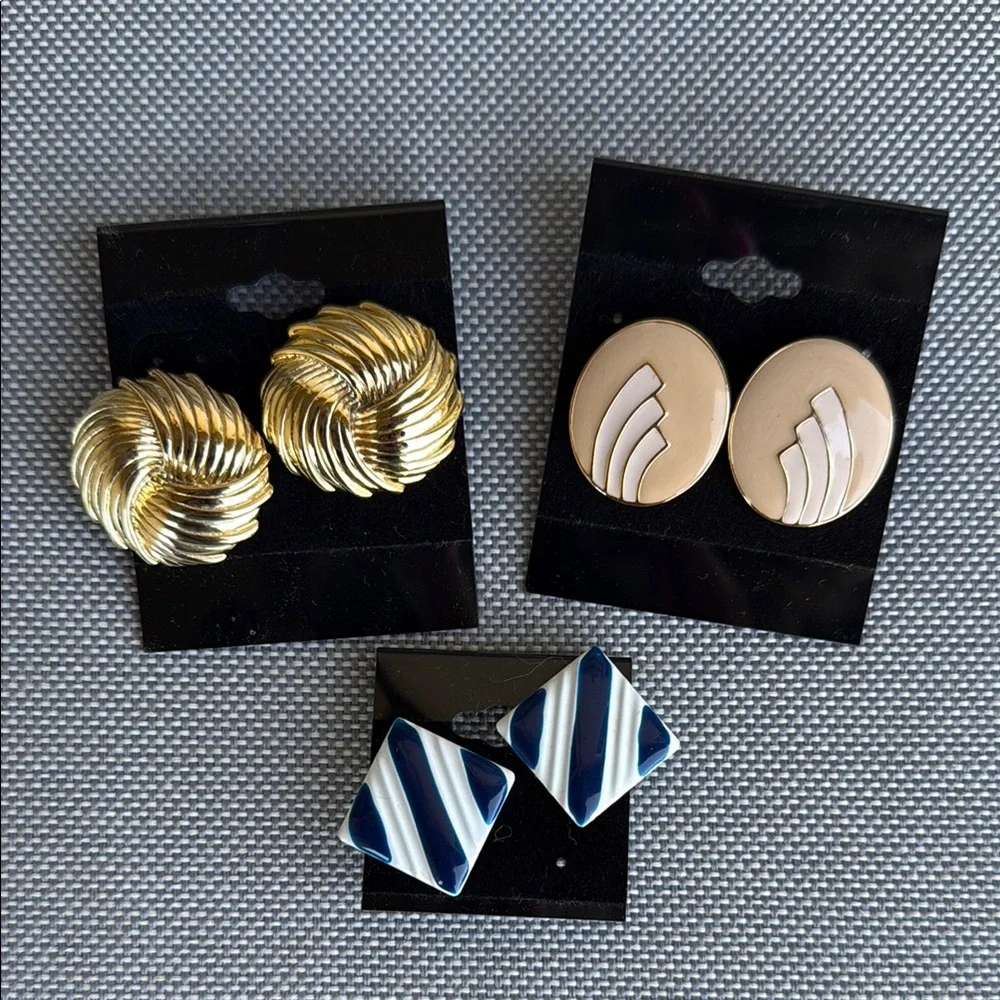 Vintage lot of 3 earrings w/ posts